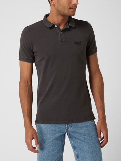 Superdry Katoenen poloshirt  Antraciet gemêleerd - 4