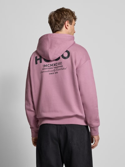 Hugo Blue Loose Fit Hoodie aus reiner Baumwolle Modell 'NAZARDO' Altrosa 5