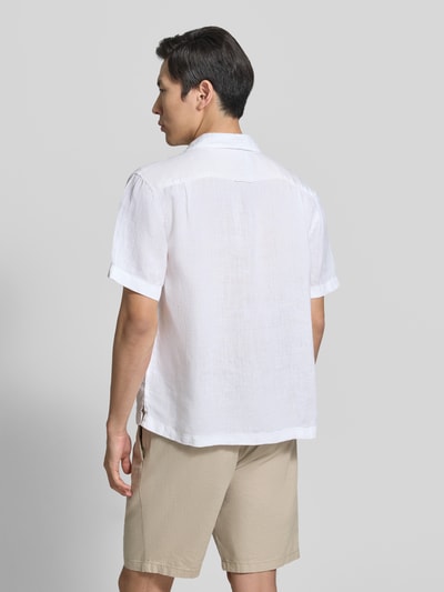 GANT Koszula lniana o kroju regular fit z brustaszą i wyhaftowanym logo Złamany biały 5