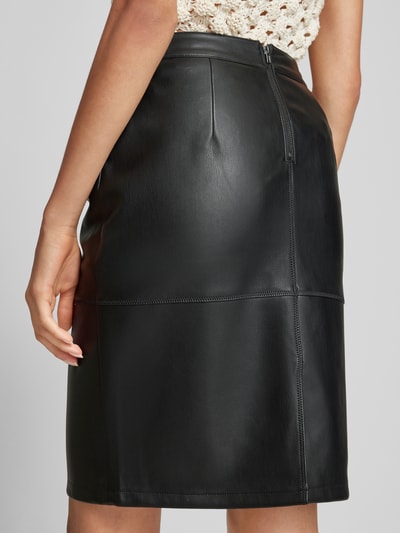 Vila Knielange rok in leerlook, model 'PENSA' Zwart - 3