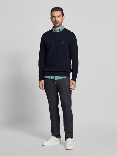Tommy Hilfiger Regular fit gebreide pullover van zuiver katoen Marineblauw - 1