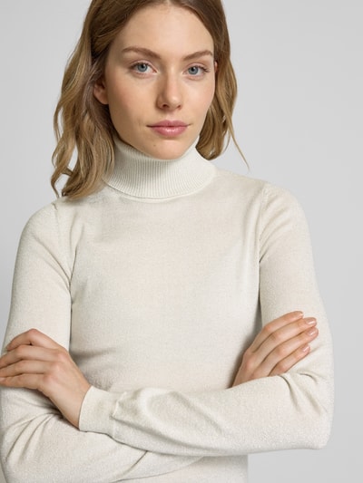 Vero Moda Shaped Fit Rollkragenpullover mit Glitzer-Effekt Modell 'HAPPYSHINE' Silber 3