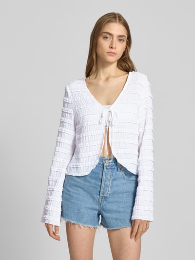 Pieces Regular fit cardigan met kanten details, model 'ANINE' Wit - 4