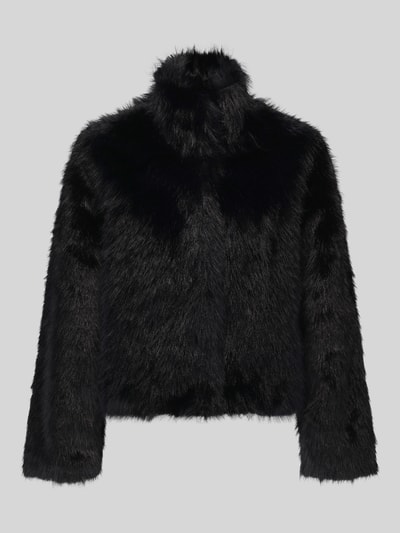 VERO MODA Modern Fit Webpelzjacke mit hohem Stehkragen Black 2