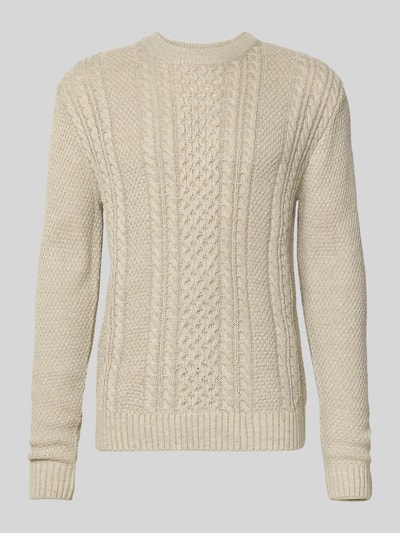 Jack & Jones Strickpullover mit gerippten Abschlüssen Modell 'PAUL' Offwhite Melange 2