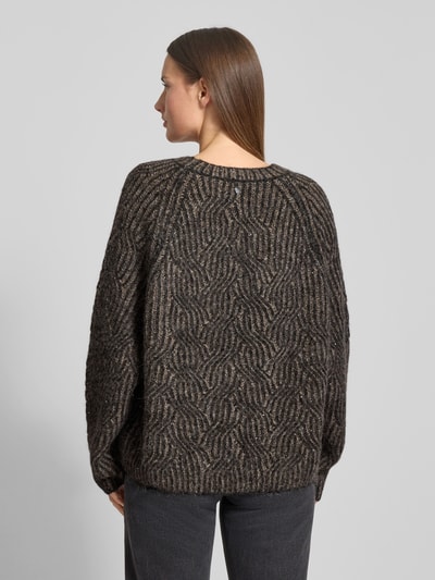 MOS MOSH Sweter z dzianiny z okrągłym dekoltem model ‘Unnur’ Ciemnoszary 5