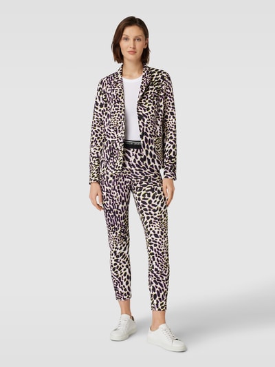 Marc Cain Slim fit stoffen broek met dierenprint Lila - 1