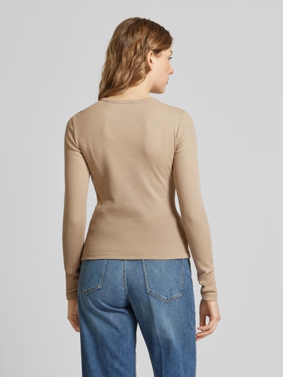 Vero Moda Regular Fit Langarmshirt aus Baumwoll-Mix mit Effektgarn Modell 'CHLOE' Silber Melange 5