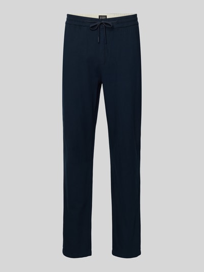 Produktfoto, Jogpants aus Baumwoll-Leinen-Mix mit elastischem Bund von Scotch & Soda in Dunkelblau, Regular Fit, strukturierte Oberfläche