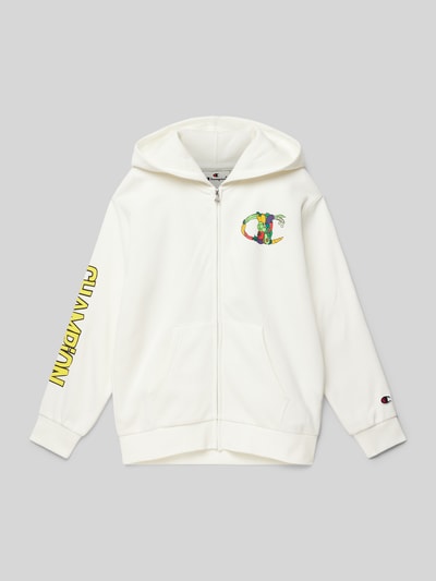 CHAMPION Sweatjacke mit Label-Print Ecru 1