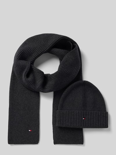 Tommy Hilfiger Czapka beanie w zestawie z szalem Antracytowy 1