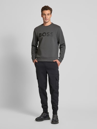 BOSS Green Sweatshirt mit Label-Print Modell 'Salbo' Anthrazit 1