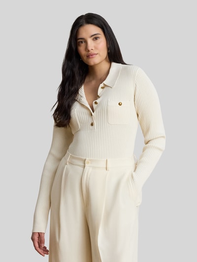 Lauren Ralph Lauren Slim Fit Langarmshirt aus Viskose-Mix mit Knöpfen Sand 6