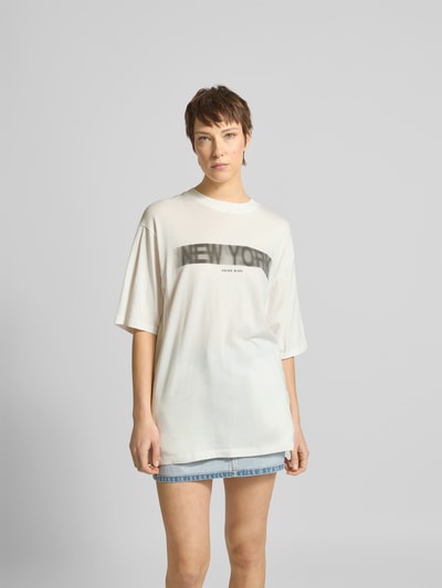 Anine Bing Oversized T-Shirt mit Label-Print Ecru 4