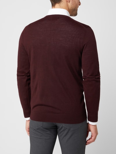 Christian Berg Men Pullover aus Wollmischung  Dunkelrot meliert 5