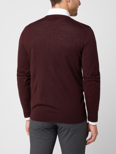 Christian Berg Men Pullover aus Wollmischung  Dunkelrot Melange 5