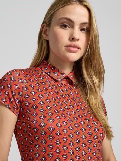 Marc Cain Slim fit T-shirt met polokraag Rood - 3