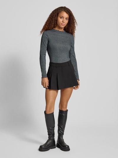 Only Slim Fit Langarmshirt aus Baumwoll-Mix Modell 'EMMA' Anthrazit 1