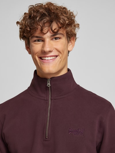 Superdry Troyer mit Label-Stitching Modell 'Essential' Bordeaux 3