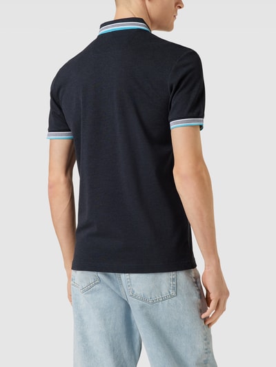 BOSS Green Poloshirt met labelstitching, model 'PADDY' Marineblauw - 5