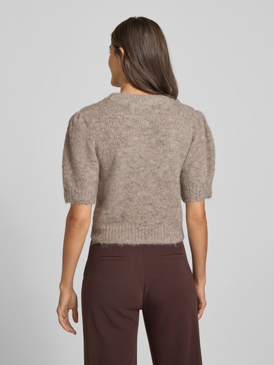 Vero Moda Regular Fit Strickpullover mit Woll-Anteil Modell 'NOVAH' Sand Melange 5