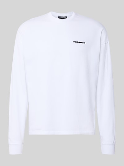 Produktfoto, Oversized Sweatshirt mit Logo-Stitching Modell 'Rusk' von Pegador, Herren Sweatshirt aus Reine Baumwolle, Oversized-Fit, weiß, glatte Textur, Rückenlänge bei Größe M 61 cm