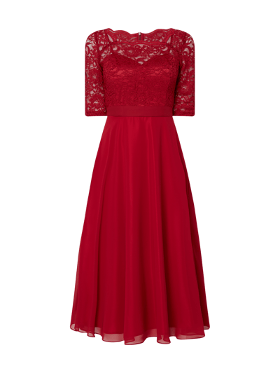 Swing Cocktailkleid mit ornamentaler Spitze  Bordeaux 2