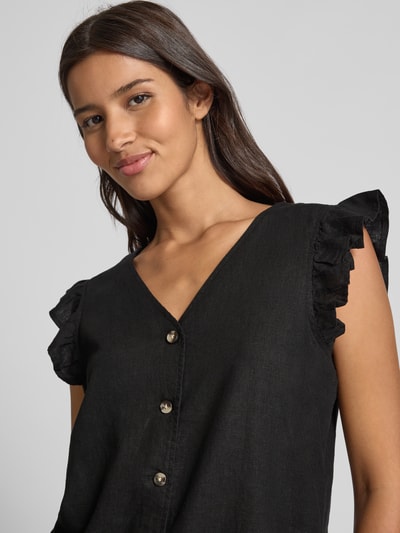 B.Young Regular fit linnen blousetop met V-hals, model 'FALAKKA' Zwart - 3