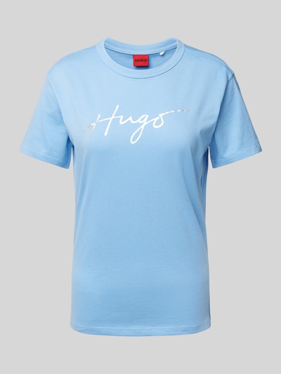 HUGO T-Shirt mit Label-Print Modell 'Damacia' Hellblau 2