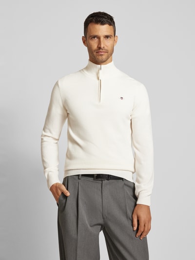 Gant Strickpullover mit Label-Stitching Modell 'SUPERFINE' Offwhite 4