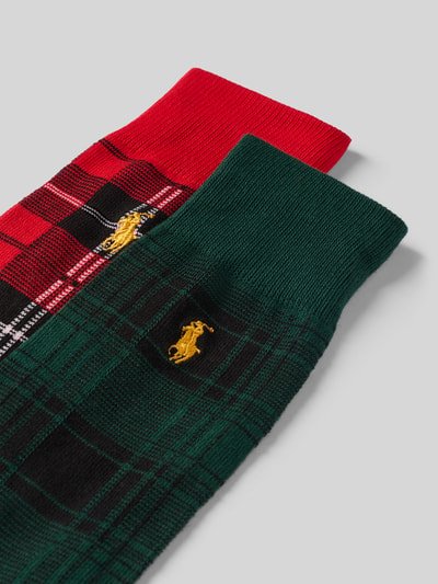 Produktfoto, Socken mit Logo-Stitching im 2er-Pack von Polo Ralph Lauren Underwear im karierten Allover-Muster, mehrfarbig, Baumwollmix.