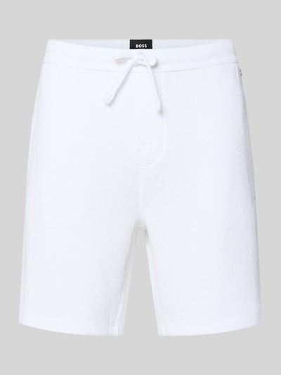 BOSS Regular Fit Sweatshorts aus Baumwoll-Mix Modell 'WAFFLE SHORTS' Weiss 2