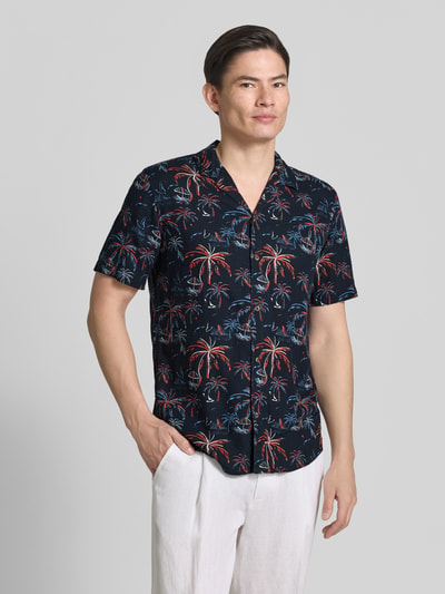 Tom Tailor Regular Fit Freizeithemd aus Viskose-Leinen-Mix Dunkelblau 4