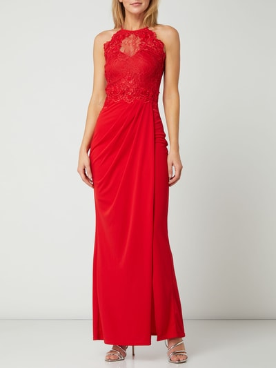 Lipsy Abendkleid aus Spitze und Krepp  Rot 1