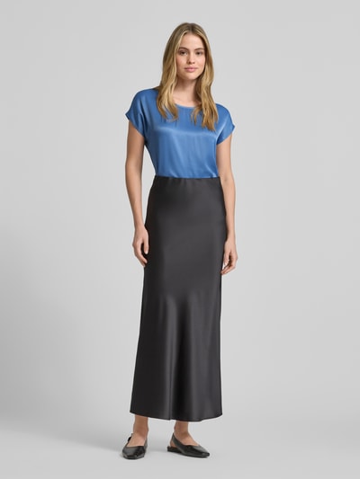 More & More Relaxed fit T-shirt van viscosemix met ronde hals Rookblauw - 1