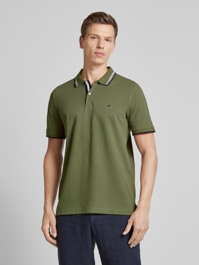 Fynch-Hatton Regular fit poloshirt met contraststrepen Kaki gemêleerd - 4