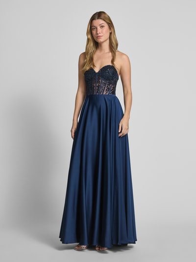 Laona Abendkleid mit Pailletten und Perlen Dunkelblau 1