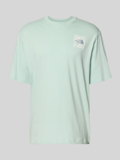 Produktfoto, Oversized T-Shirt mit Logo-Print von The North Face in Mintgrün, reine Baumwolle, Rundhalsausschnitt, lockere Passform
