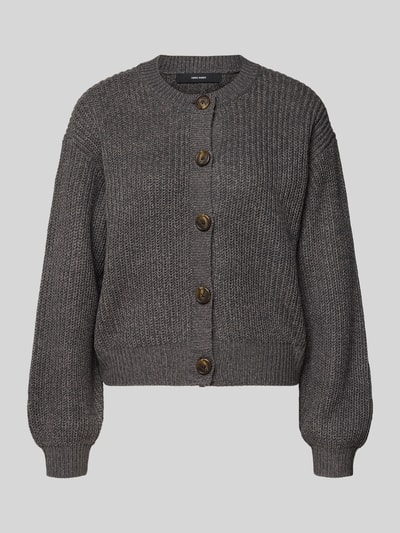 Vero Moda Relaxed fit gebreid jack met enkele knoopsluiting, model 'LEA' Antraciet - 2