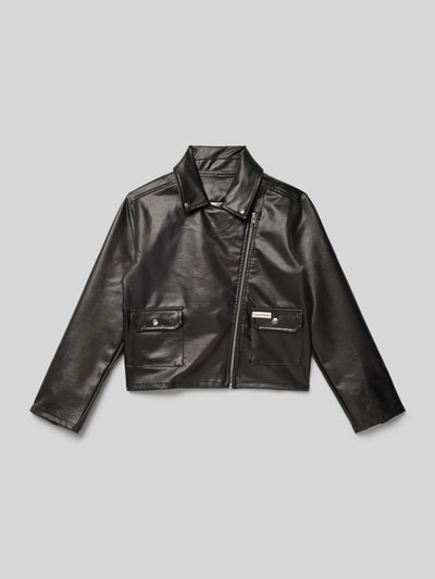 Calvin Klein Jeans Bikerjacke in Leder-Optik mit Pattentaschen Black 1