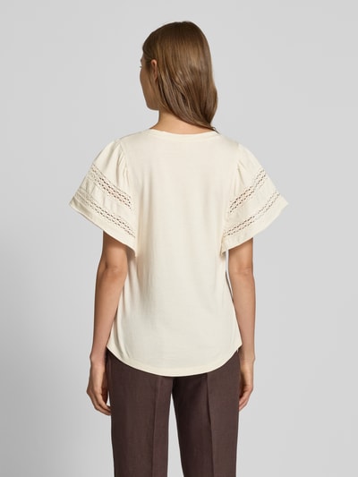 Lauren Ralph Lauren Blusenshirt mit Rundhalsausschnitt Modell 'CHAUSA' Offwhite Melange 5