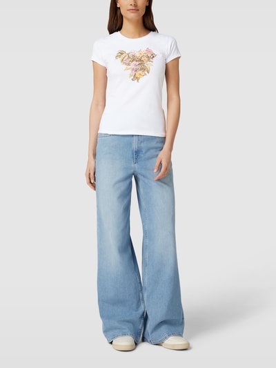 Guess T-shirt met logoprint, model 'HIBISCUS' Offwhite - 1