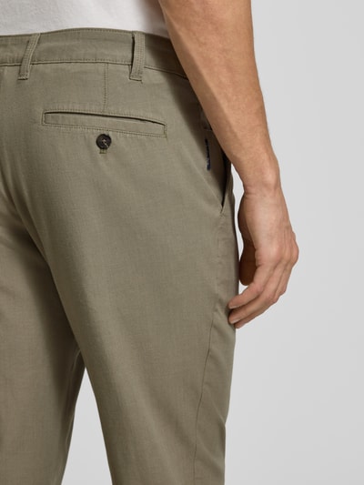 Christian Berg Men Straight fit stoffen broek van viscosemix Kaki gemêleerd - 3