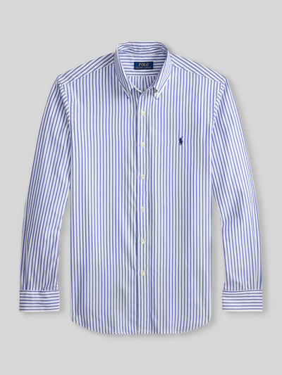 Produktfoto, Custom Fit Freizeithemd aus reiner Baumwolle von Polo Ralph Lauren, efekt: wzór w paski, krój custom fit, kołnierzyk typu kent, jednorzędowa listwa guzikowa, wyhaftowane logo, długi rękaw z mankietem, lekko zaokrąglone wykończenie, wykonane z bawełny