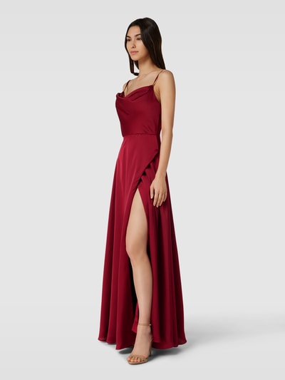 Luxuar Abendkleid mit Gehschlitz Dunkelrot 4