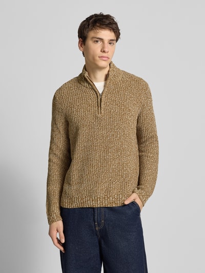 Only & Sons Regular fit schipperstrui met korte ritssluiting, model 'JOIN' Beige - 4