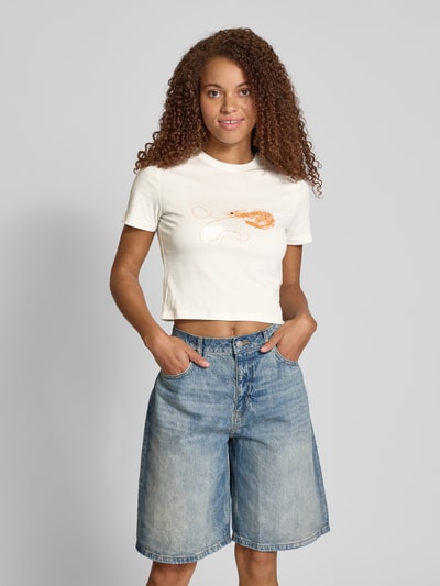 ONLY Regular Fit T-Shirt aus reiner Baumwolle Modell 'KELLY LIFE' Offwhite 4