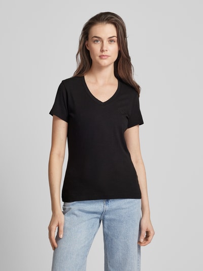 Guess T-Shirt mit Label-Stitching Black 4