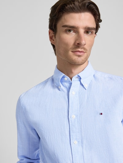 Tommy Hilfiger Regular Fit Freizeithemden aus Baumwoll-Leinen-Mix Hellblau 3