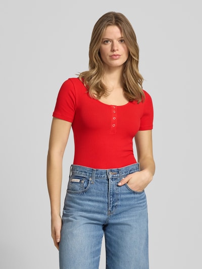 PIECES Slim Fit T-Shirt aus Baumwoll-Mix Modell 'KITTE' Rot 4